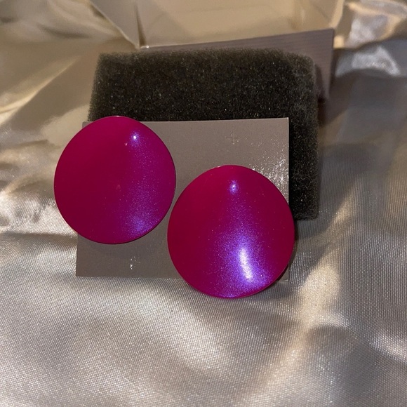 Vintage (1990) Avon Neon Brights Pierced Earrings Pink Shimmer - Picture 1 of 3